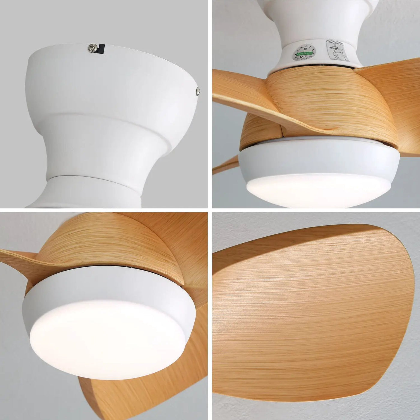 23" Bedroom Ceiling Fan With 3 Color Dimmable 3 ABS Blades Remote Control Dc Motor With 18W Led Light by Unique Piece Furniture