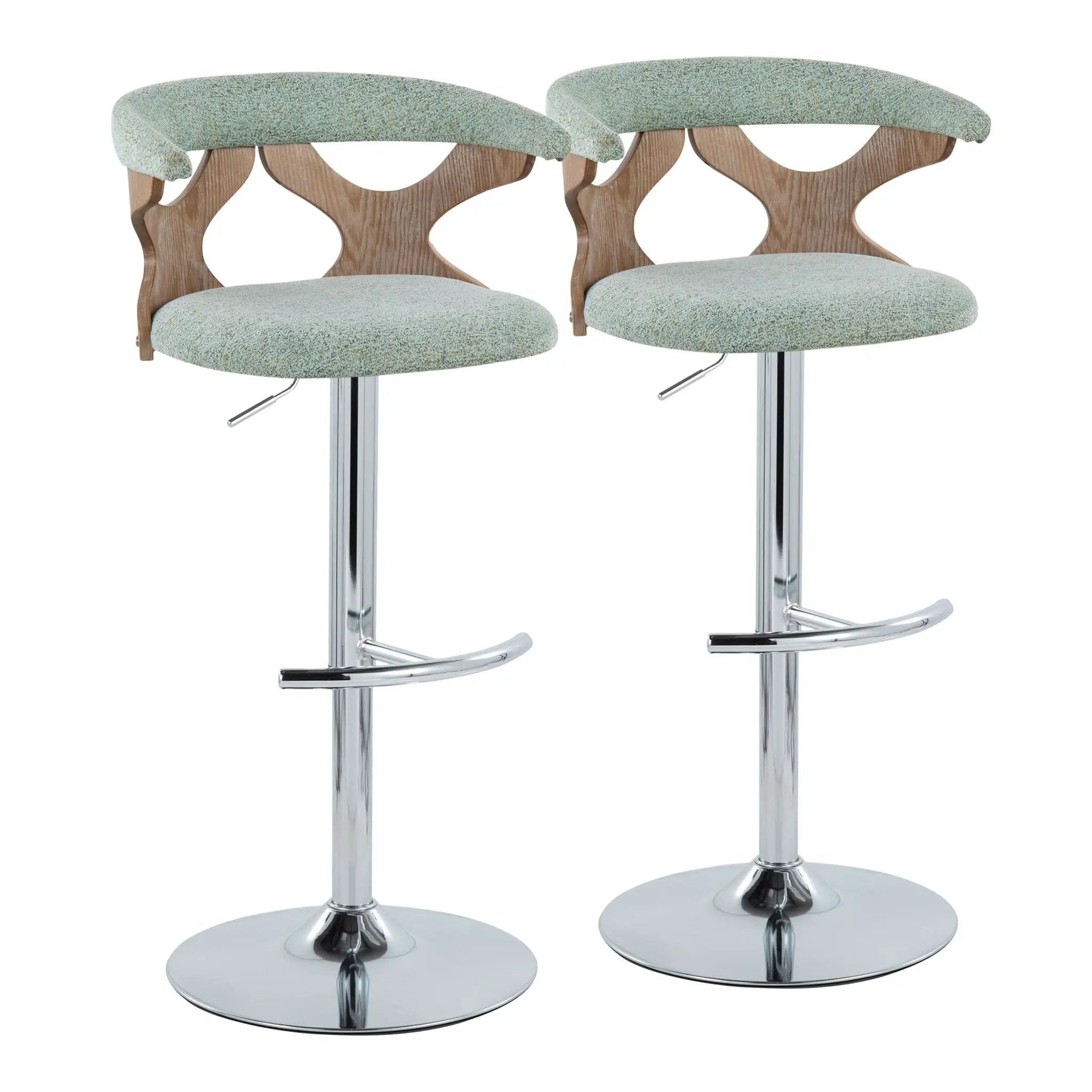 Gardenia - Contemporary Adjustable Barstool With Swivel / Rounded T Footrest (Set of 2) by Unique Piece Furniture