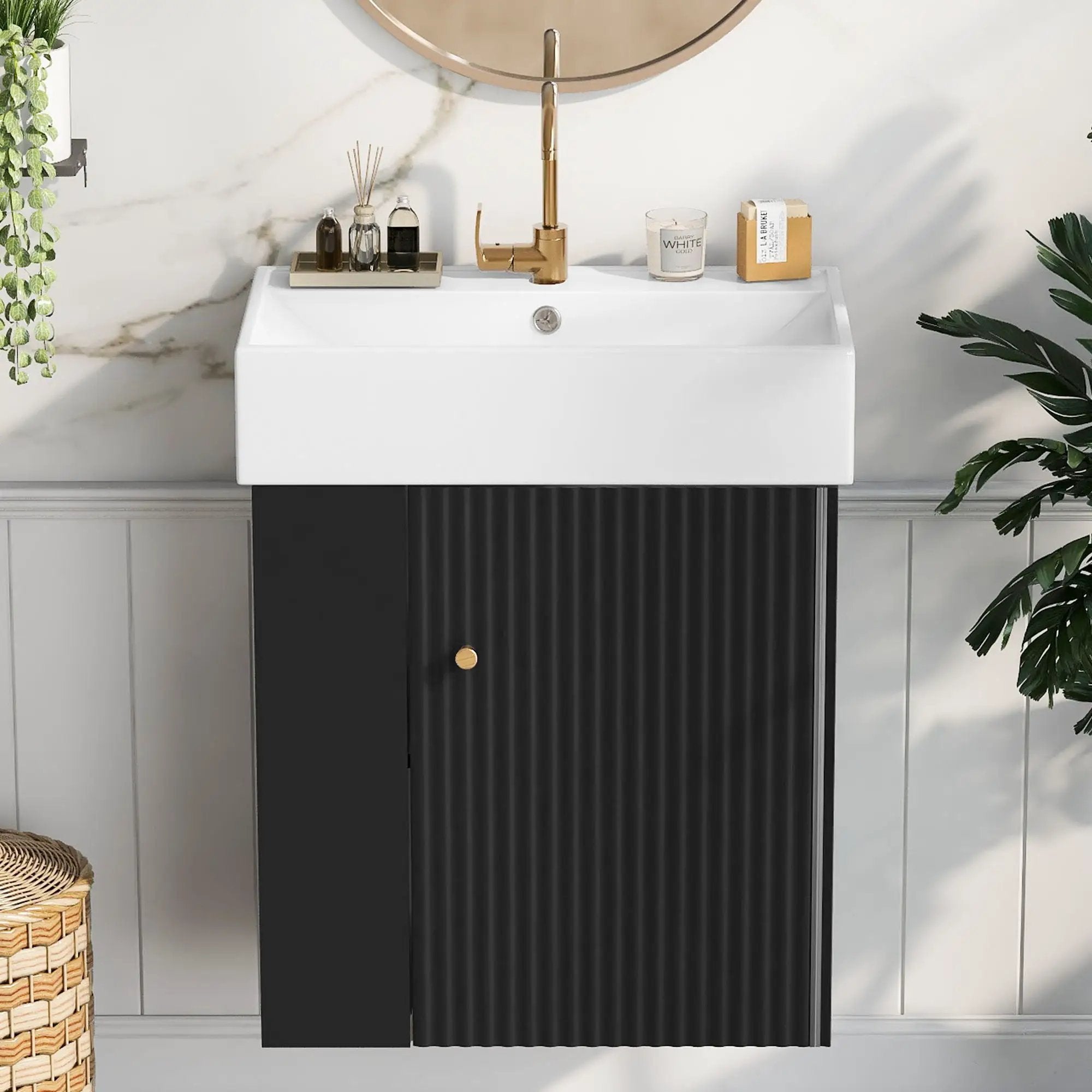 Modern Floating Bathroom Vanity With Ceramic Basin Perfect For Small Bathrooms by HouseOfZazla