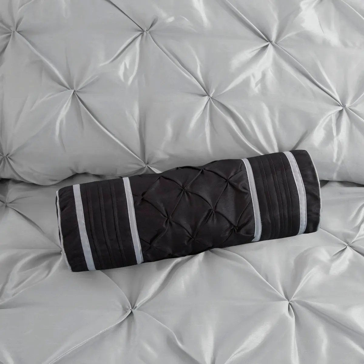 7 Piece Tufted Comforter Set Grey King by HouseOfZazla