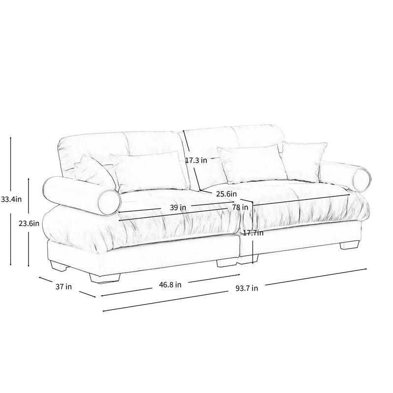 Modern Sofa With Bolstered Armrests And Pillows by HouseOfZazla