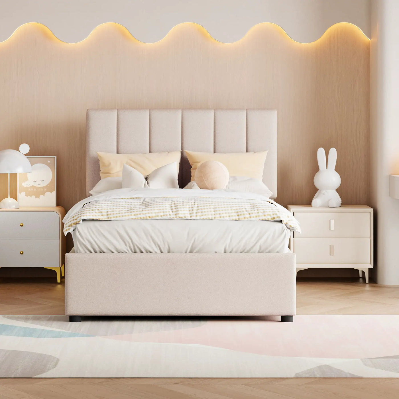 Upholstered Platform Bed With A Hydraulic Storage System by Unique Piece Furniture