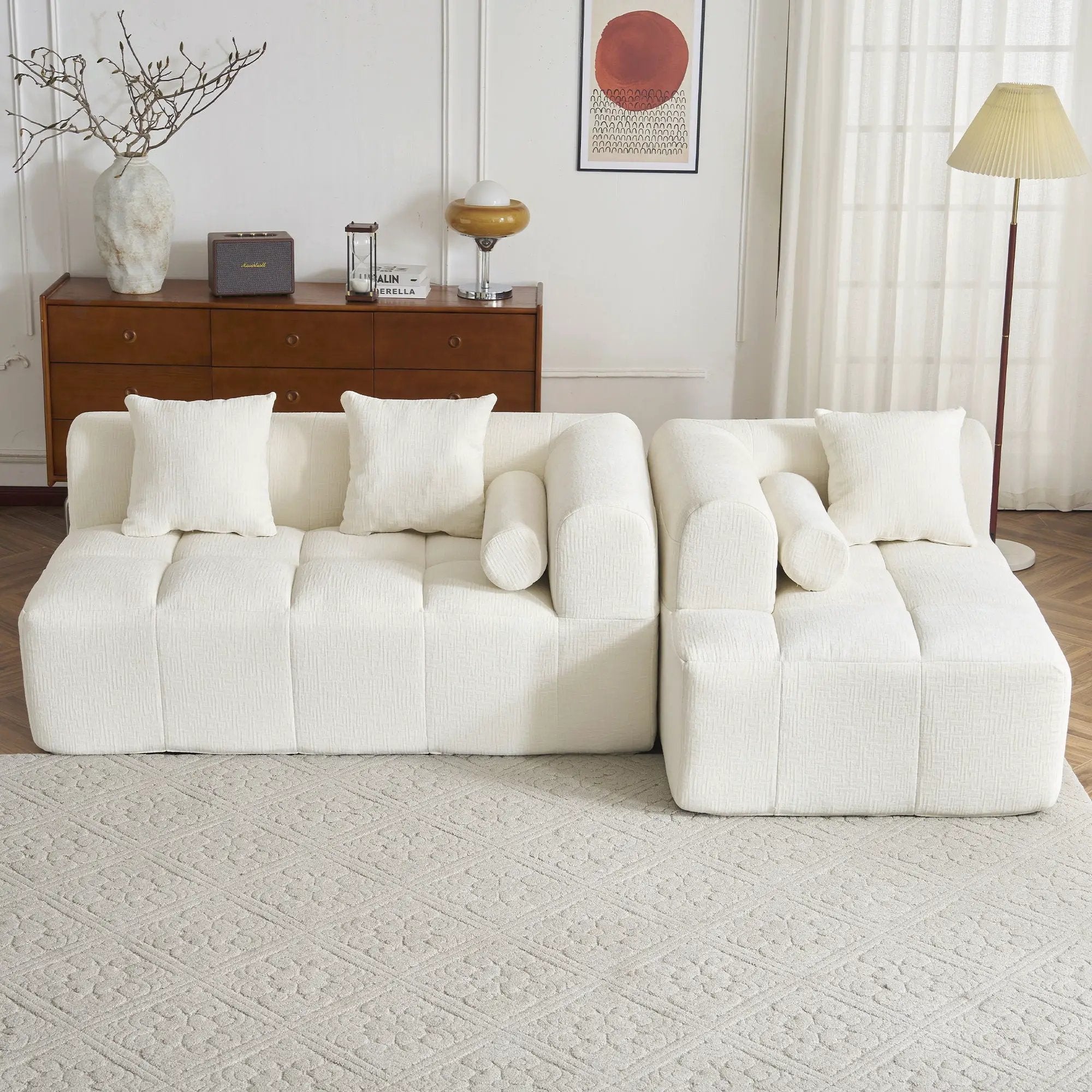 Sectional Free Combined Sofa With 2 Side Pockets by HouseOfZazla