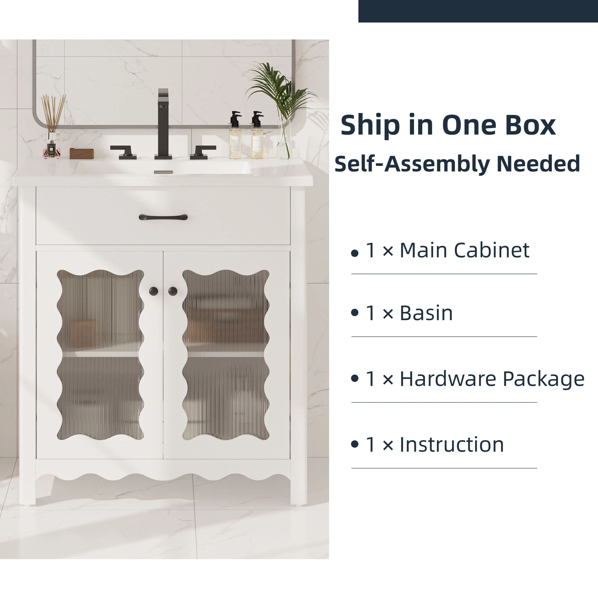 Modern Bathroom Vanity With Tempered Glass Doors