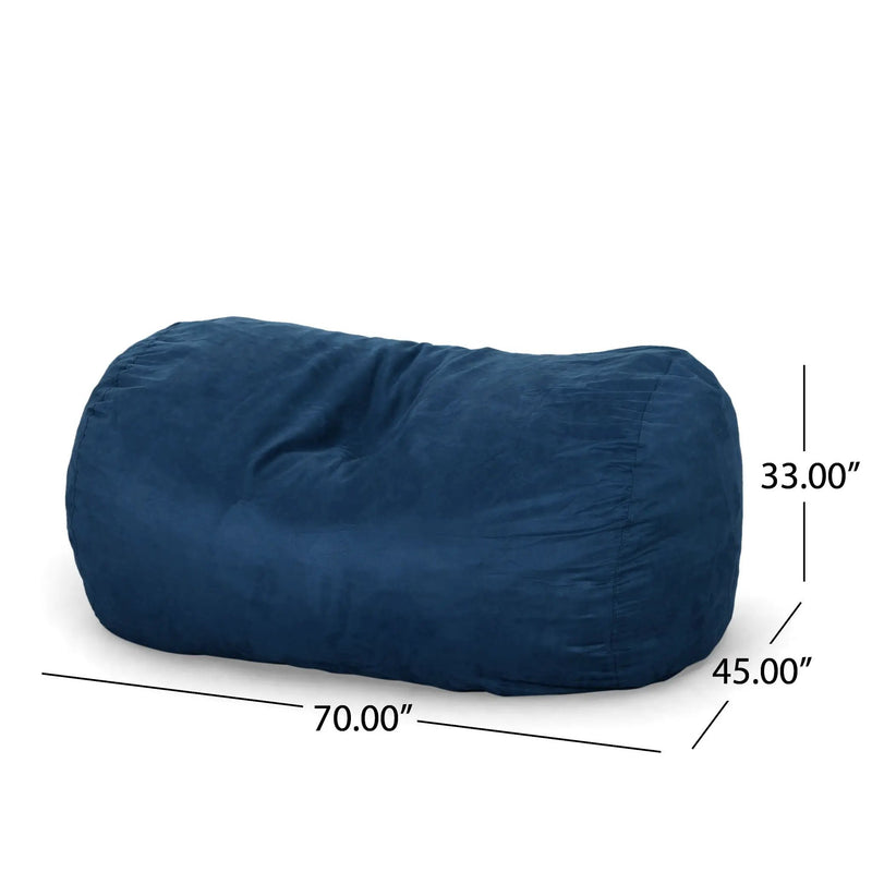 Marlin - 6.5 Foot Cylindrical Bean Bag With Removable Suede Cover - Midnight Blue by Unique Piece Furniture