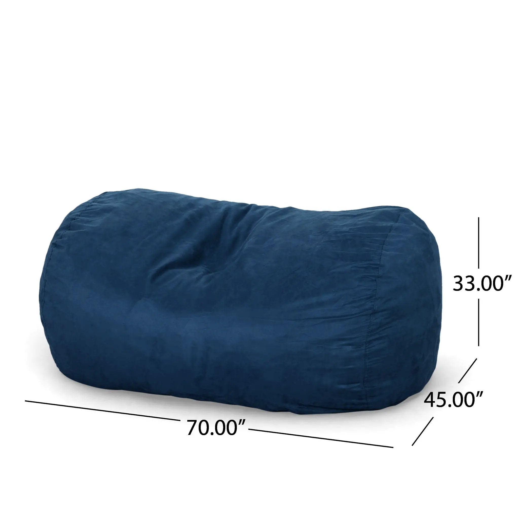 Marlin - 6.5 Foot Cylindrical Bean Bag With Removable Suede Cover - Midnight Blue by HouseOfZazla