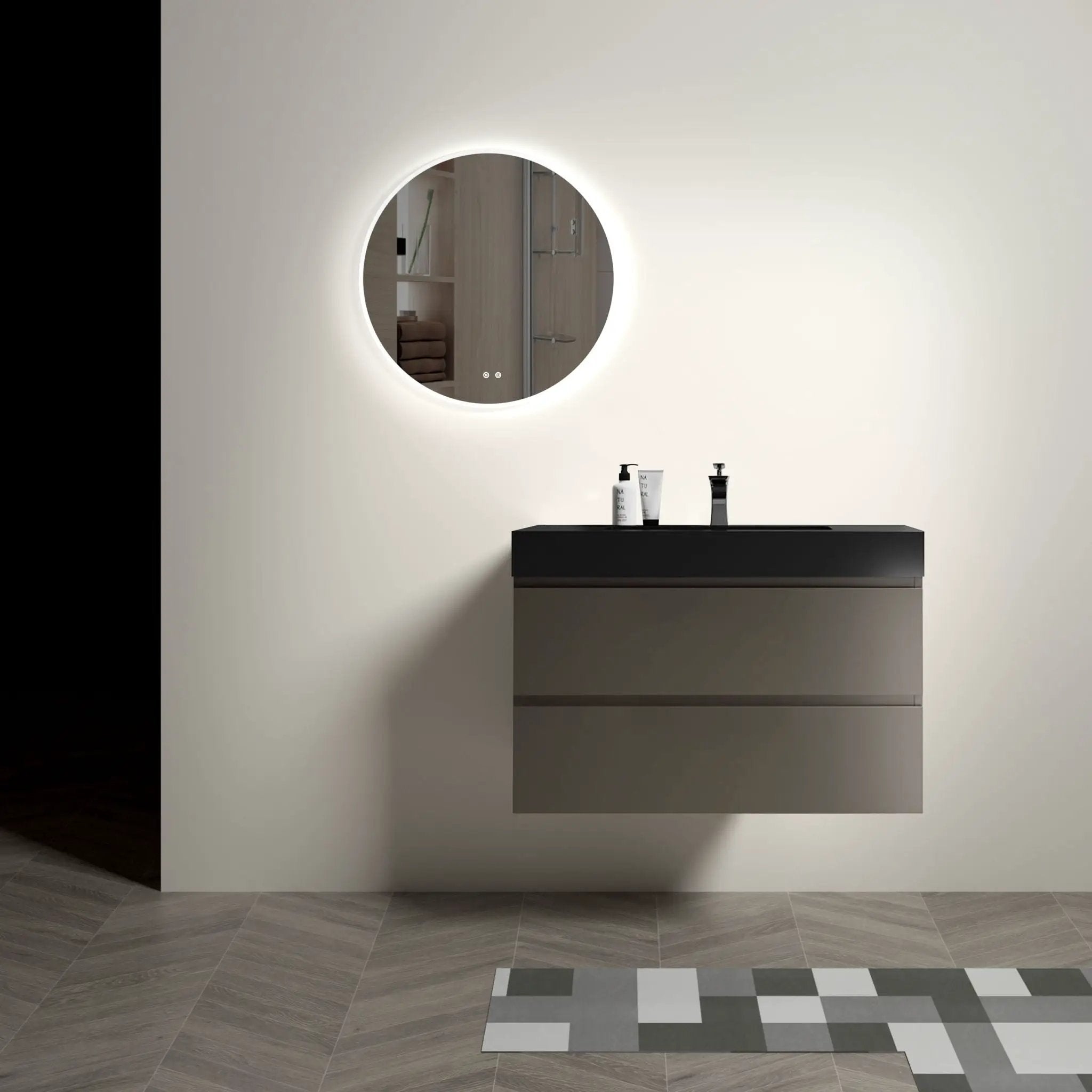 Alice - Bathroom Vanity With Sink, Large Storage Wall Mounted Floating Bathroom Vanity For Modern Bathroom, One-Piece Sink Basin Without Drain And Faucet by HouseOfZazla