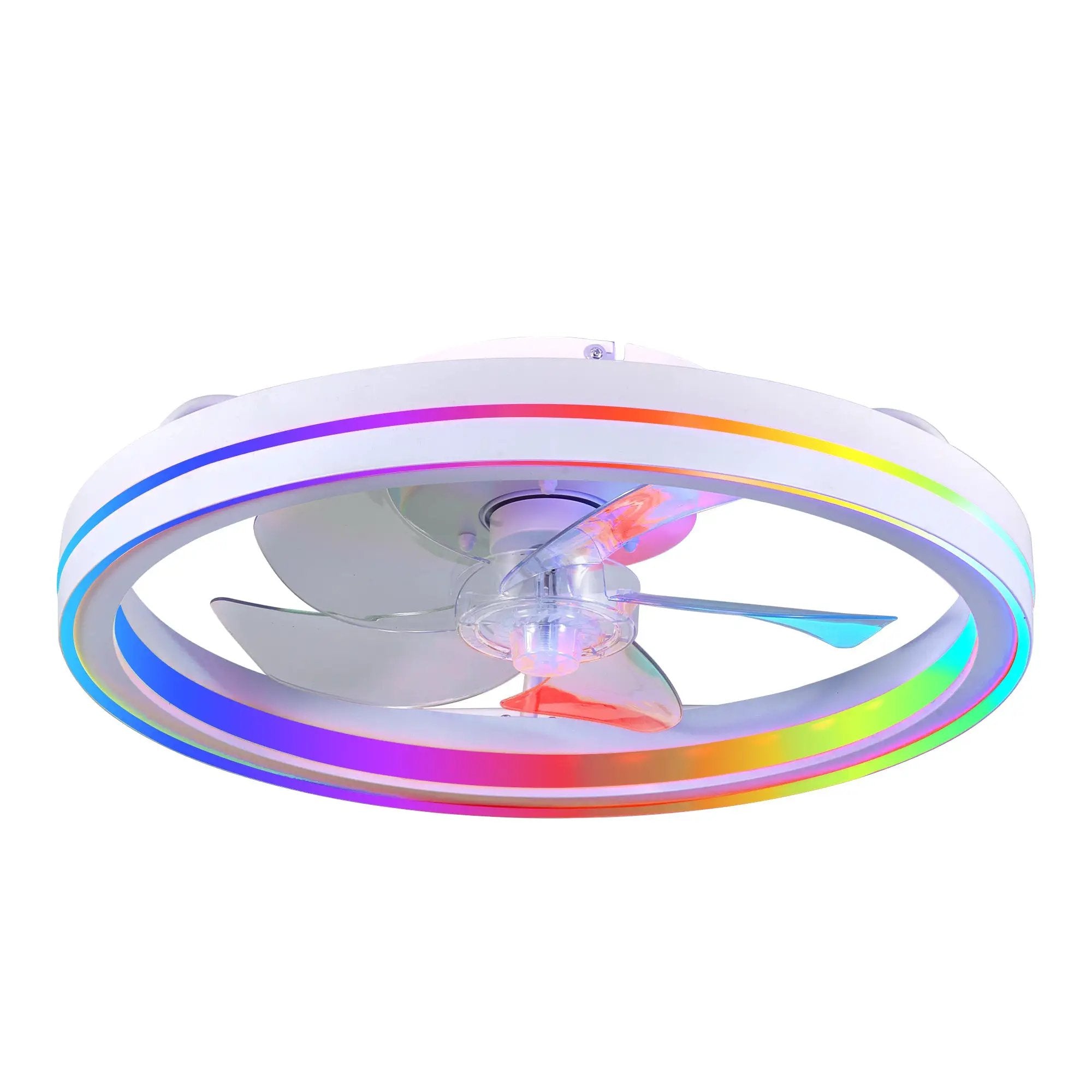 RGB Ceiling Fan with Lights, 19'' Smart LED Bladeless Chandelier Fan by HouseOfZazla