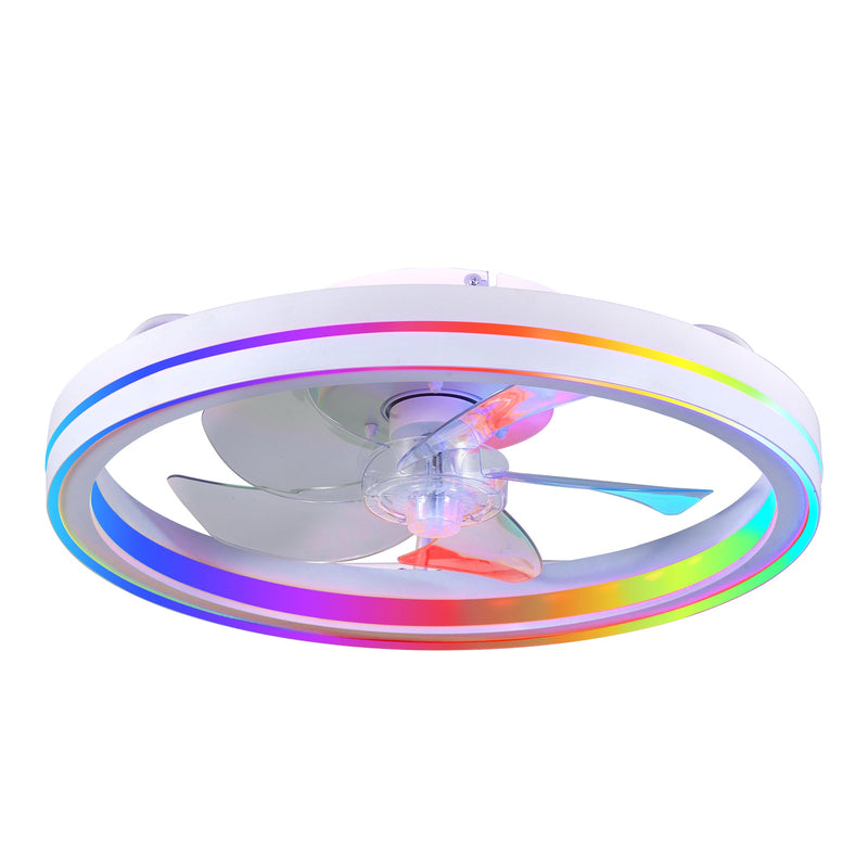 RGB Ceiling Fan with Lights, 19'' Smart LED Bladeless Chandelier Fan by HouseOfZazla
