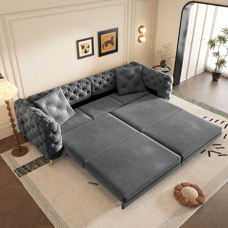 3 In 1 Convertible Sleeper, Deep Seat Pull Out Sofa Bed, Button Tufted by HouseOfZazla