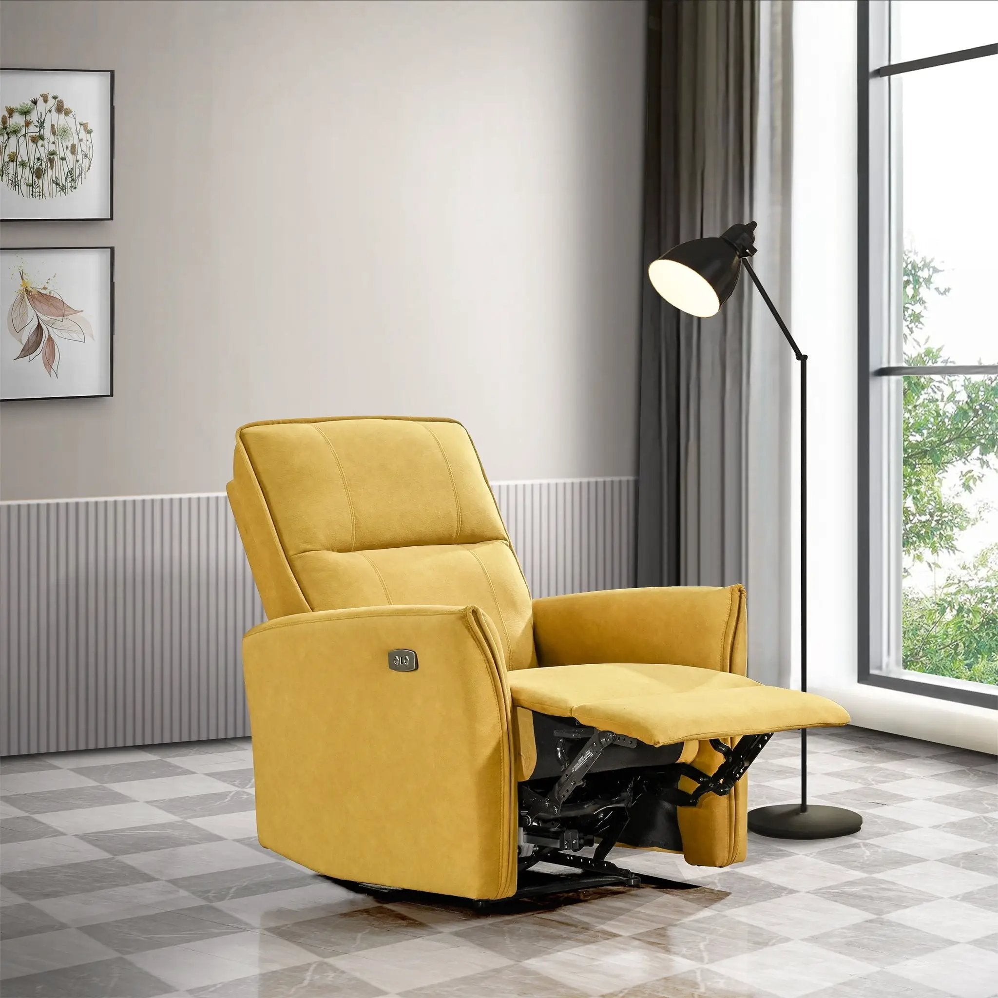 Suede Recliner Chair - Dark Yellow by Unique Piece Furniture