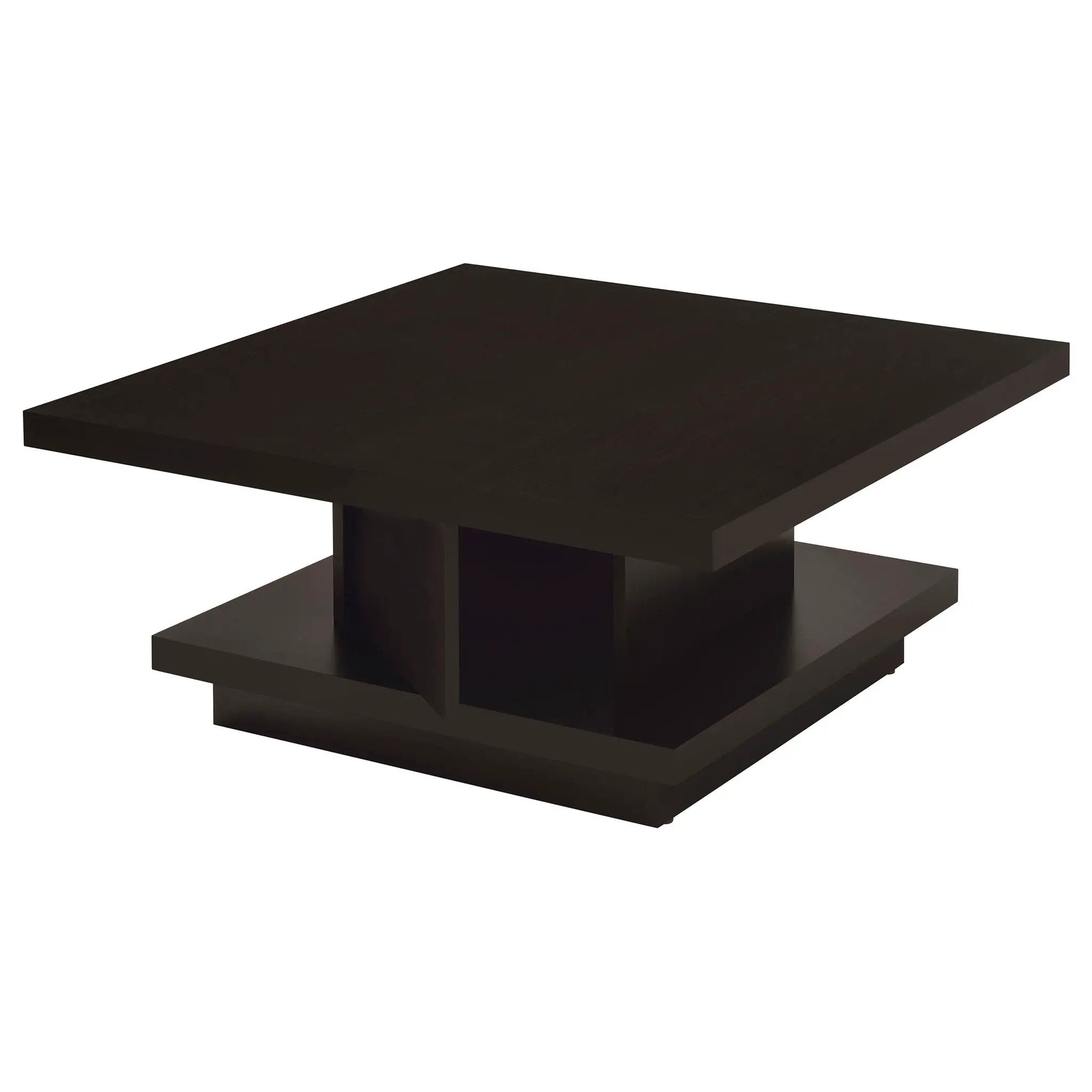 Square Coffee Table With Geometric Design And Storage Shelf - Cappuccino by HouseOfZazla