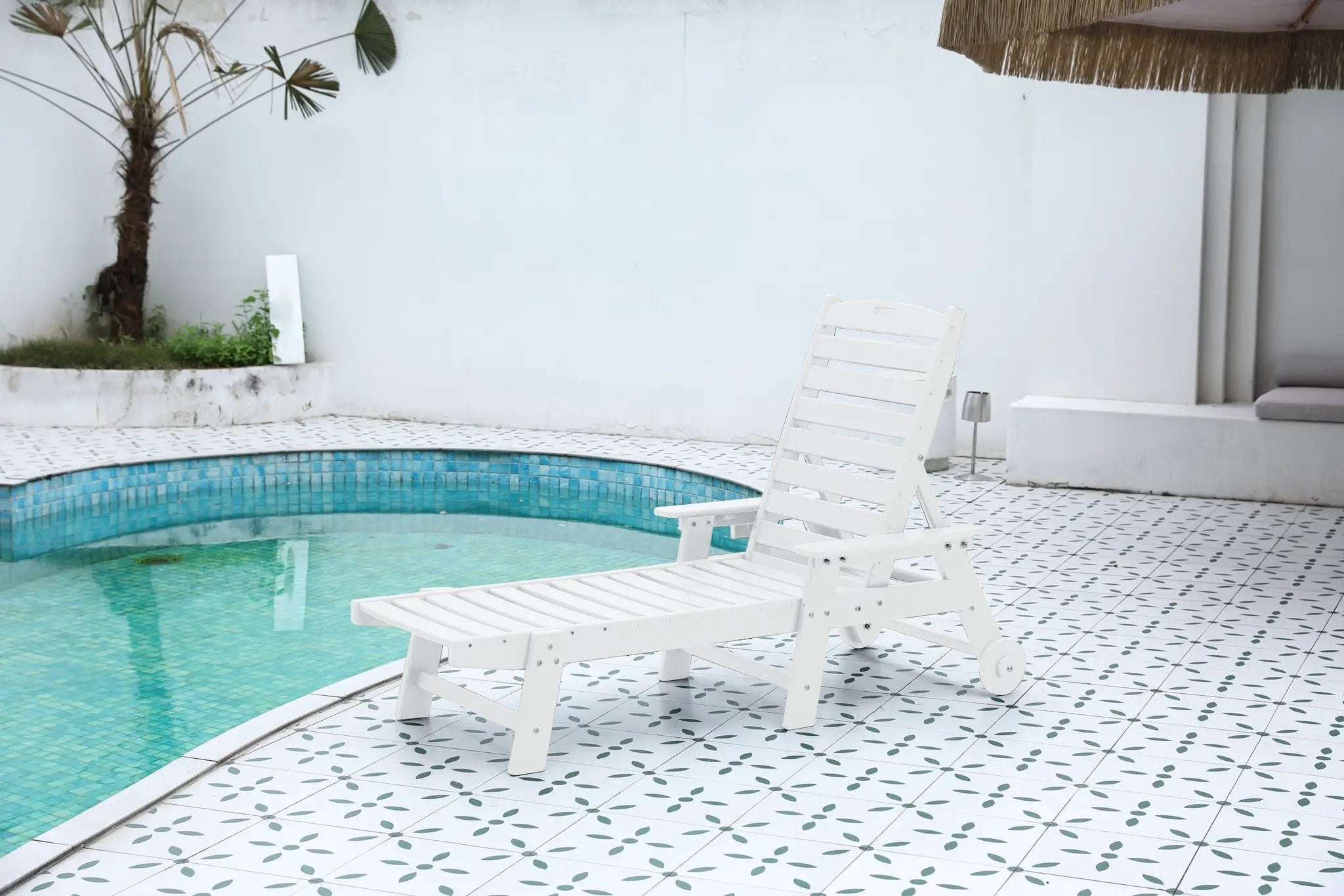 Lounge Chair Outdoor with Wood Texture, HDPE, Adjustable Backrest by HouseOfZazla