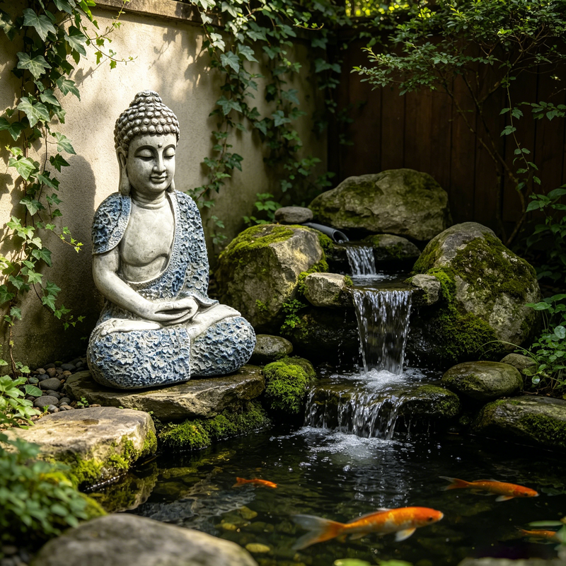 16'' Weatherproof Resin Buddha Garden Statue by HouseOfZazla