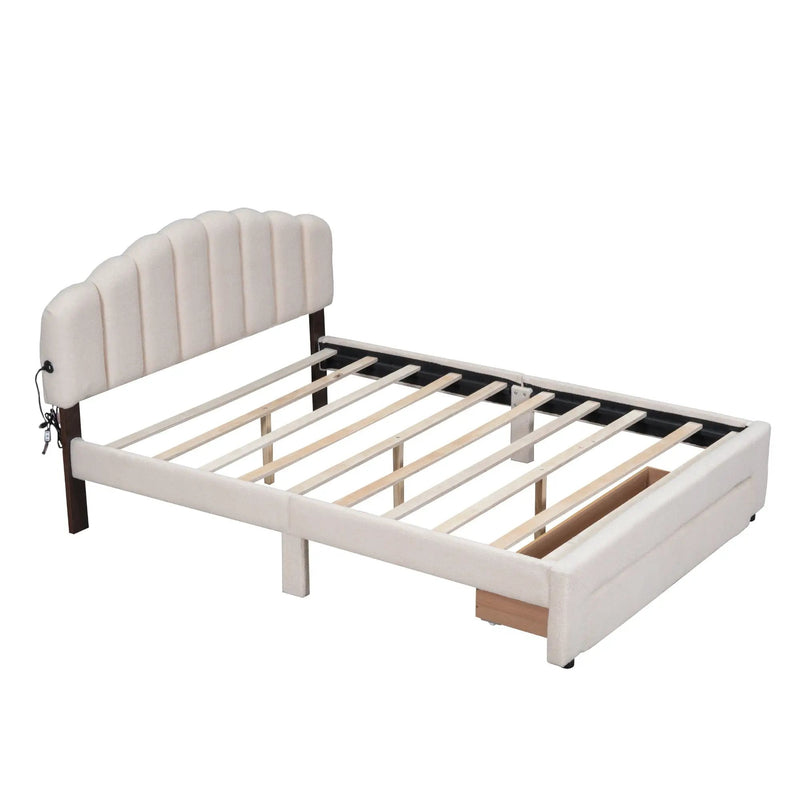 Upholstered Platform Bed With Drawer by HouseOfZazla