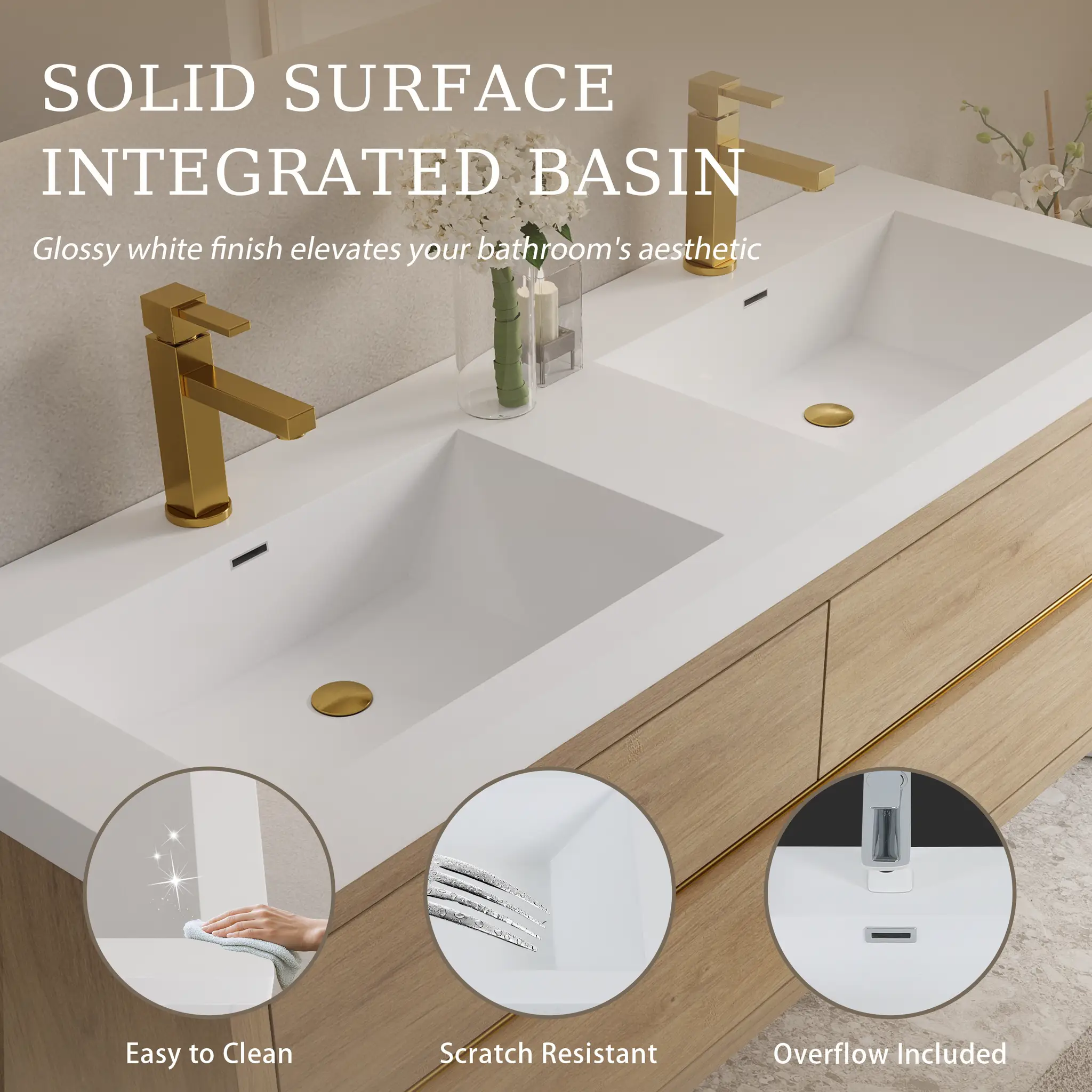 60" Wall-Mounted Bathroom Vanity with Double Sinks by HouseOfZazla
