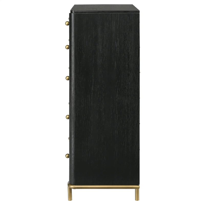 Anser - 5 Drawer Chest, Bedroom Storage Furniture - Black by HouseOfZazla