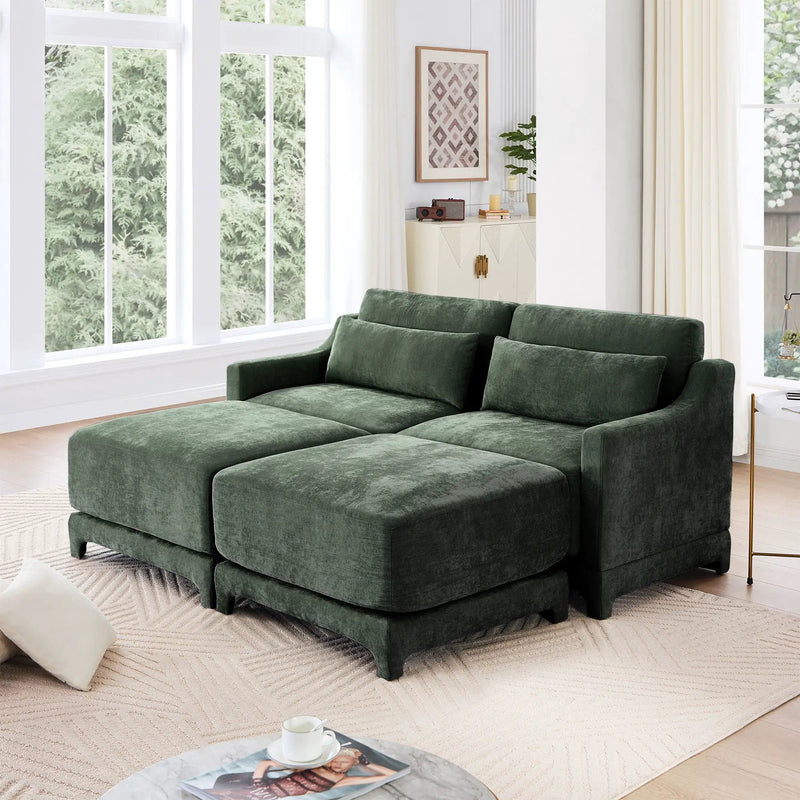 Stylish Sofa With Ottoman And Lumbar Pillows, Ergonomic Design by HouseOfZazla