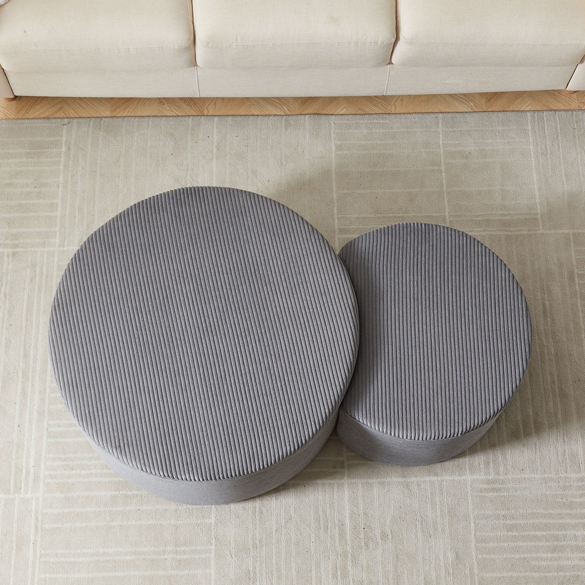 Modern Upholstered Round Coffee Table For Living Room (Set of 2) by HouseOfZazla