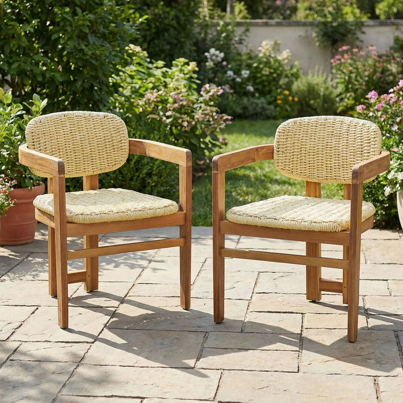 Outdoor Accent Armchairs For Patio (Set of 2) - Natural / Teak by HouseOfZazla