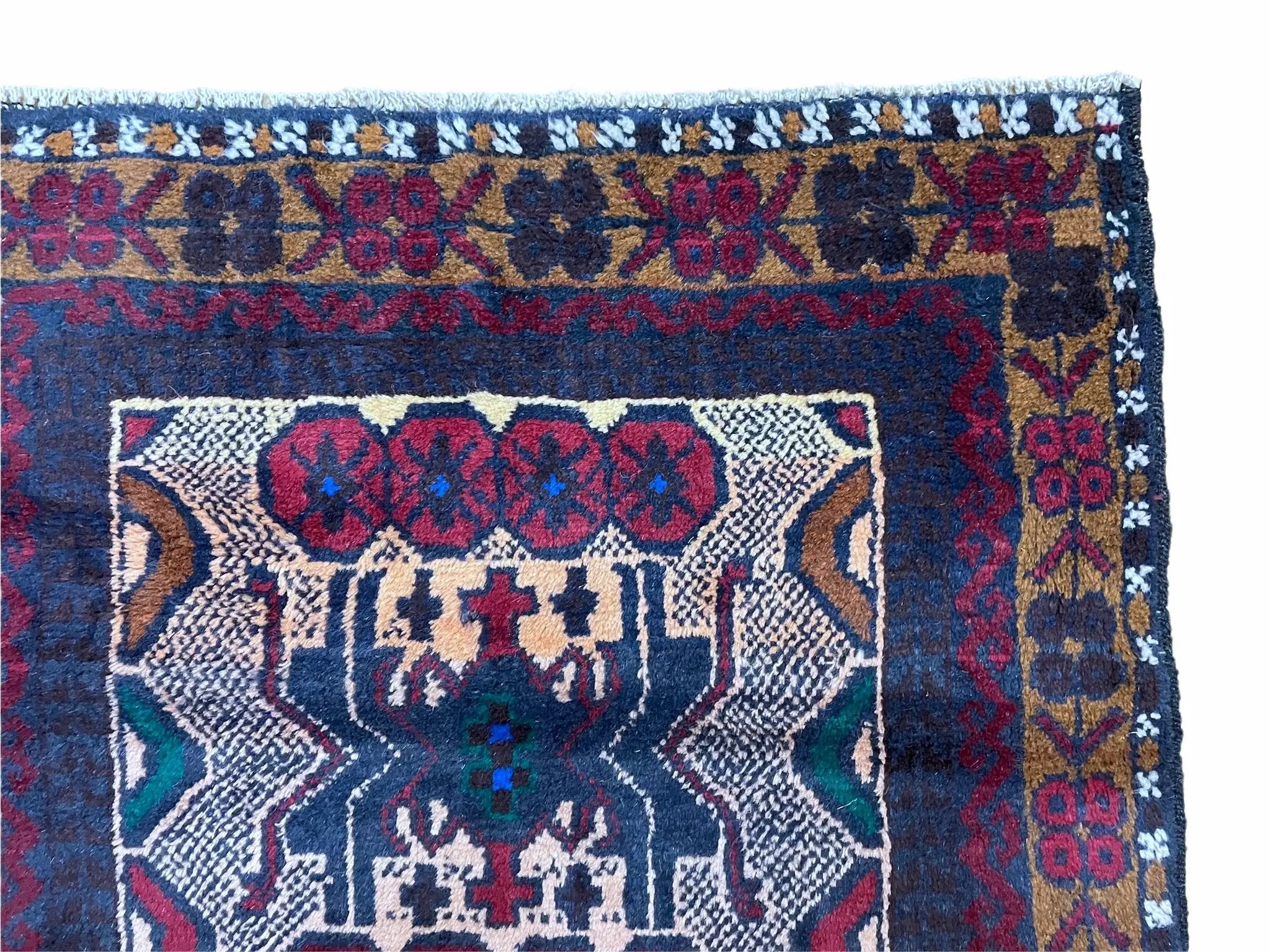 3 X 5 Vintage Handmade Tribal Wool Rug Balouchi Rug Afghan Rug Red Beige Nice by Jewel Rugs