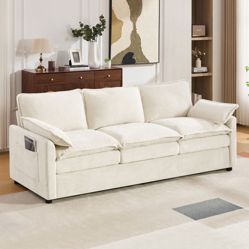 Modern 3 Seater Sofa With Side Storage Pockets For Living Room by HouseOfZazla