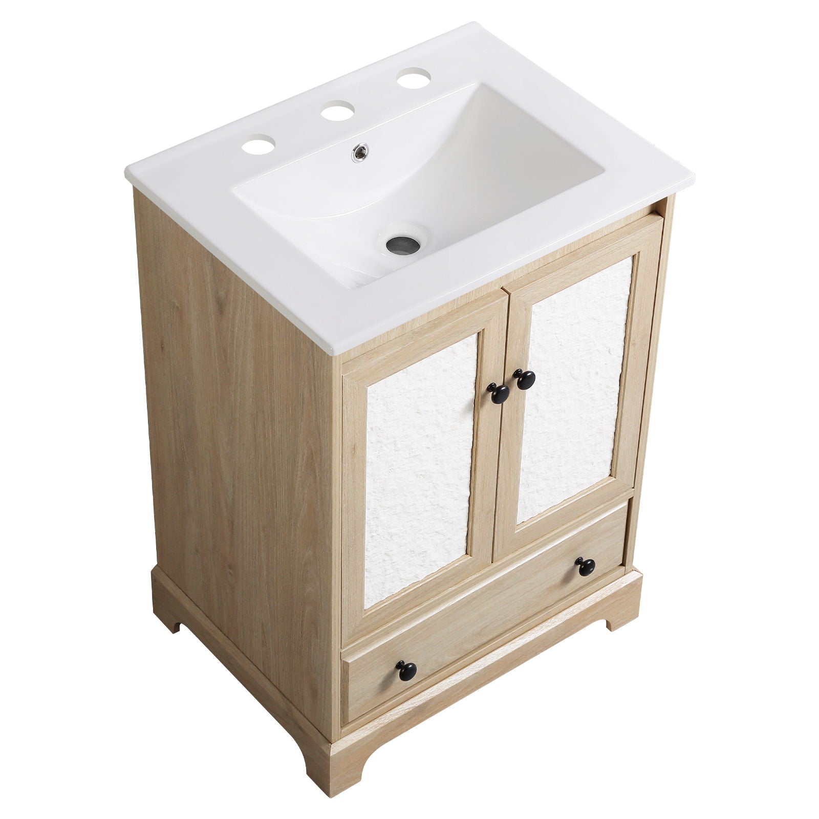 Bathroom Vanity With Basin, 1 Drawer Free Standing Storage - Brown by HouseOfZazla