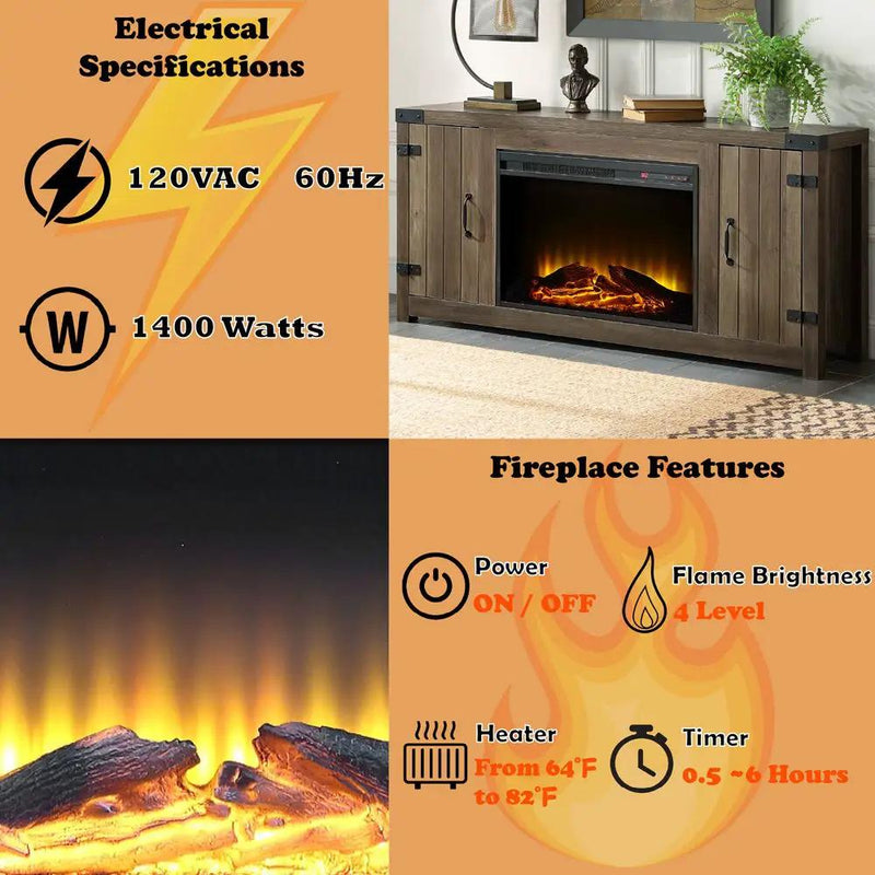 Tobias - 25" Fireplace - Rustic Oak by Unique Piece Furniture