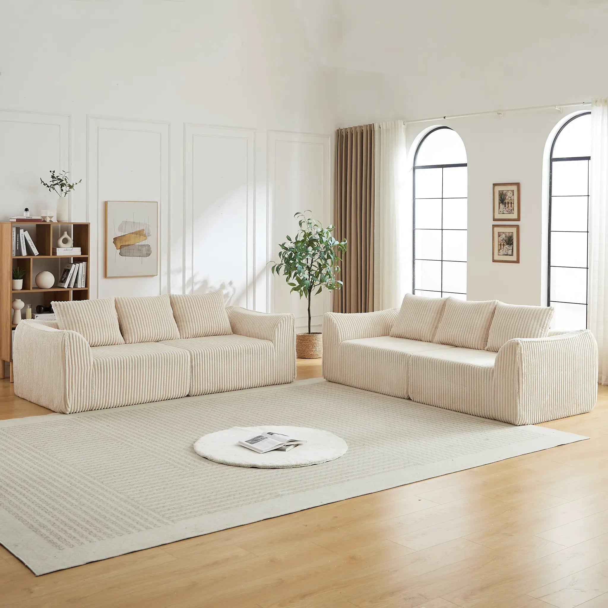 Minimalist 3+3 Seater Corduroy Sofa Set by HouseOfZazla