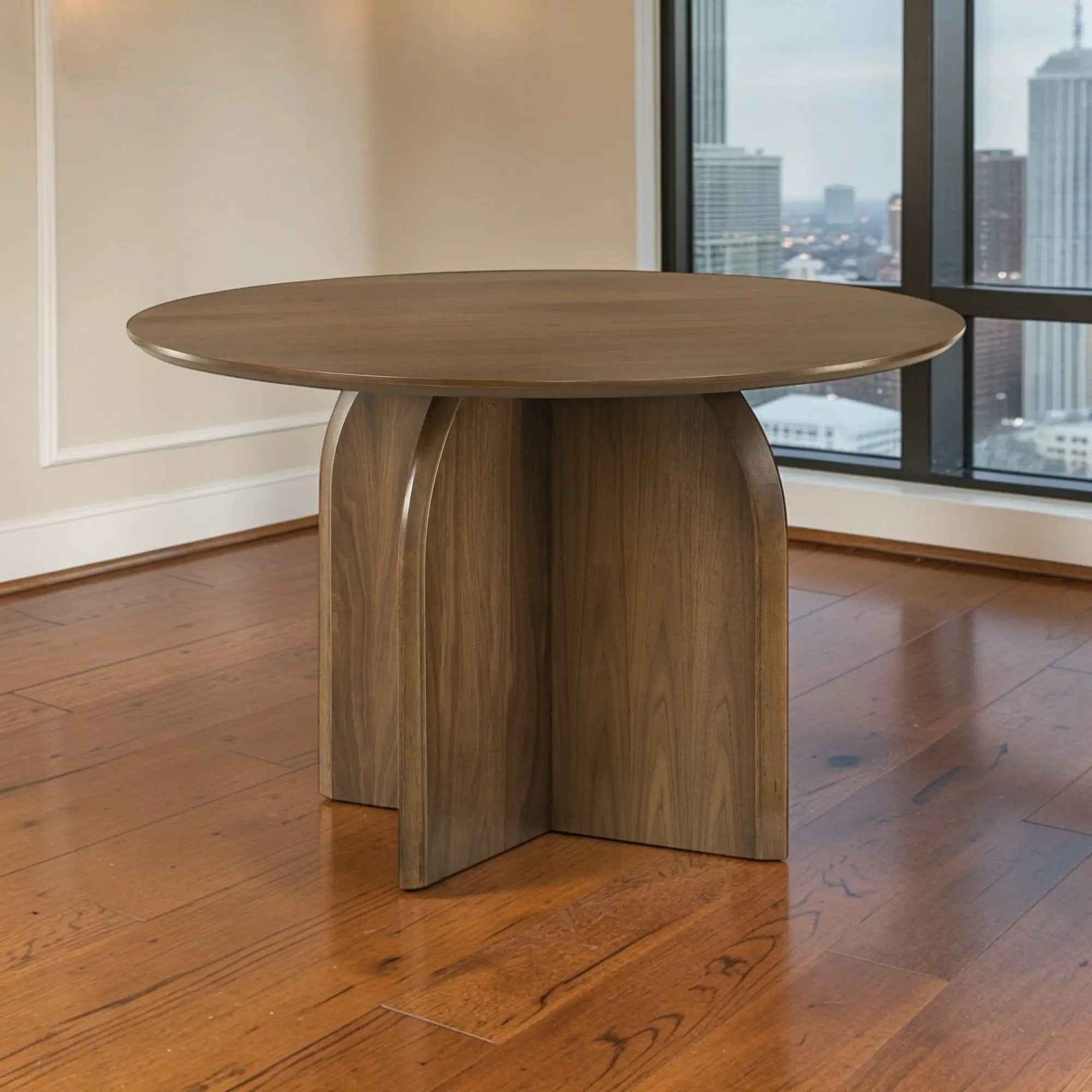 Delmon - Round Dining Table - Dark Walnut by HouseOfZazla