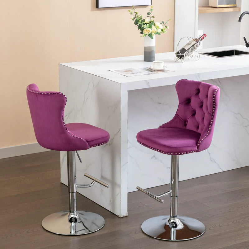 Swivel Adjustable Height Barstools Set of 2 by HouseOfZazla