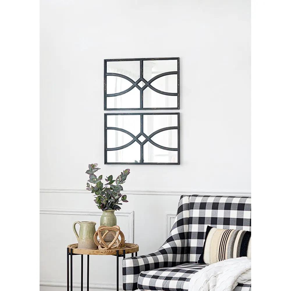 Rectangular Wooden Wall Mirror With Antique Frame, Vertical Or Horizontal Home Decor For Living Room (Set of 2) by HouseOfZazla
