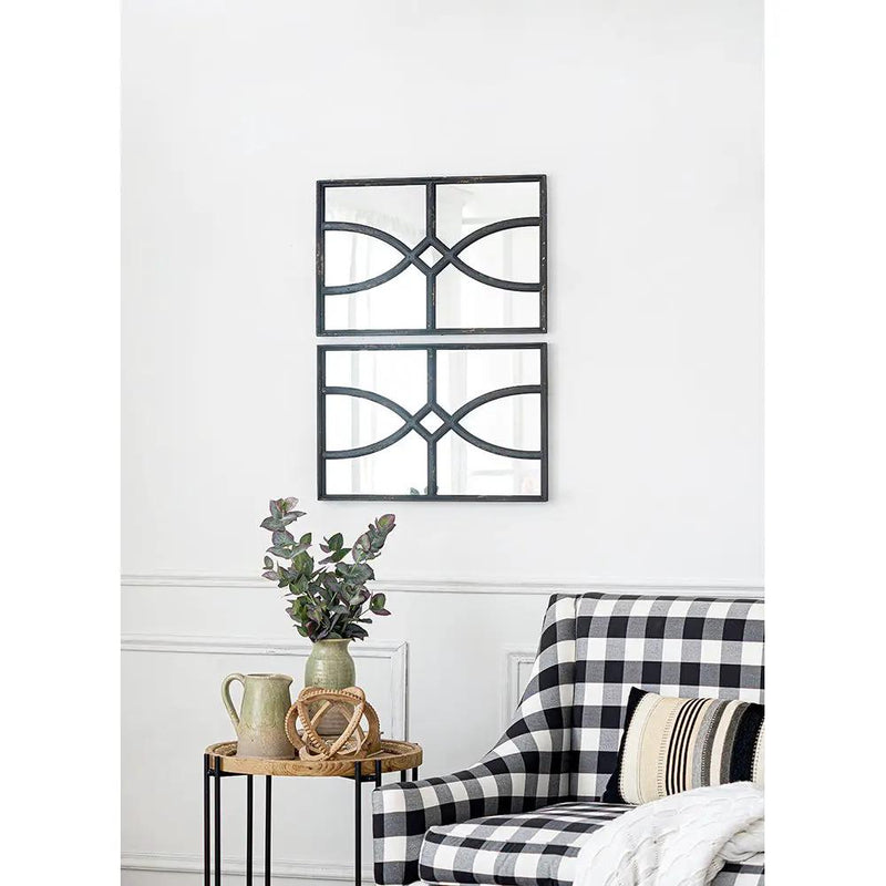 Rectangular Wooden Wall Mirror With Antique Frame, Vertical Or Horizontal Home Decor For Living Room (Set of 2) by Unique Piece Furniture