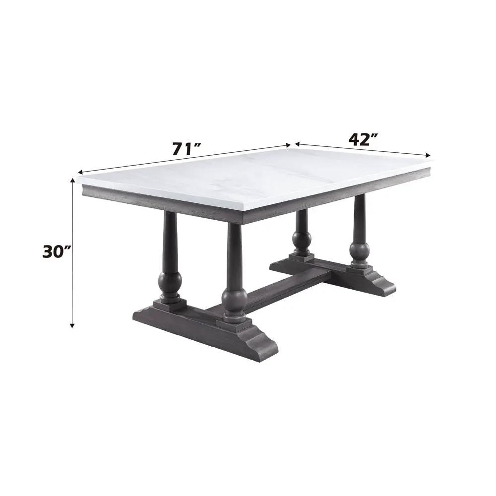 Yabeina - Dining Table - Marble Top Top & Gray Oak by Unique Piece Furniture