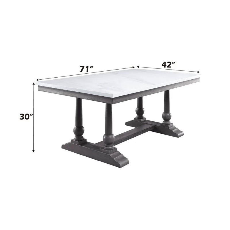 Yabeina - Dining Table - Marble Top Top & Gray Oak by Unique Piece Furniture