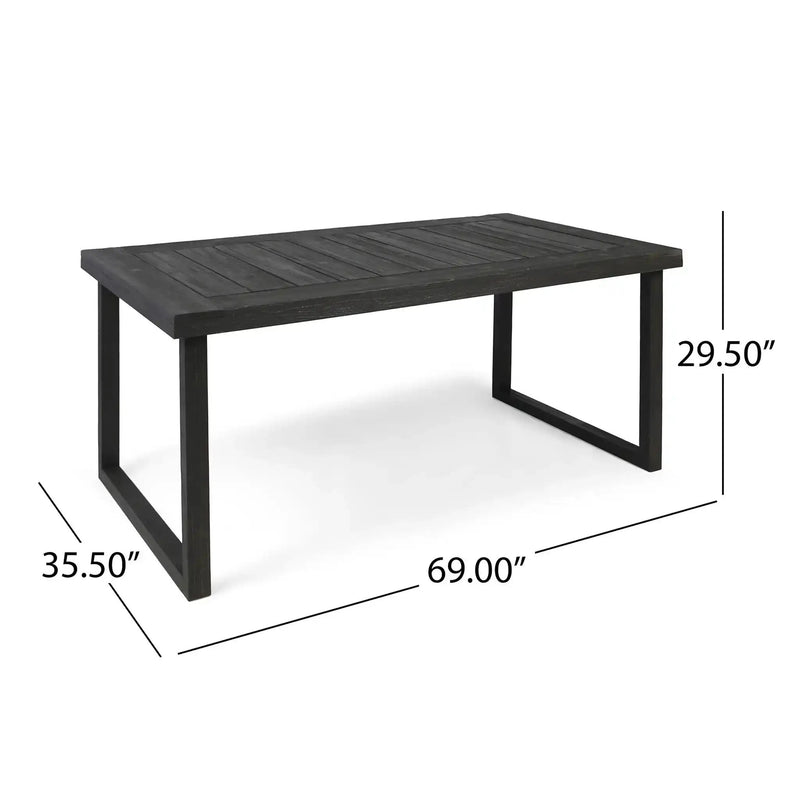Outdoor Acacia Wood Dining Table, Sandblast Finish by HouseOfZazla