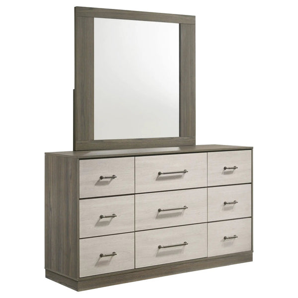 Fenwick 9-drawer Dresser with Mirror Grey Oak