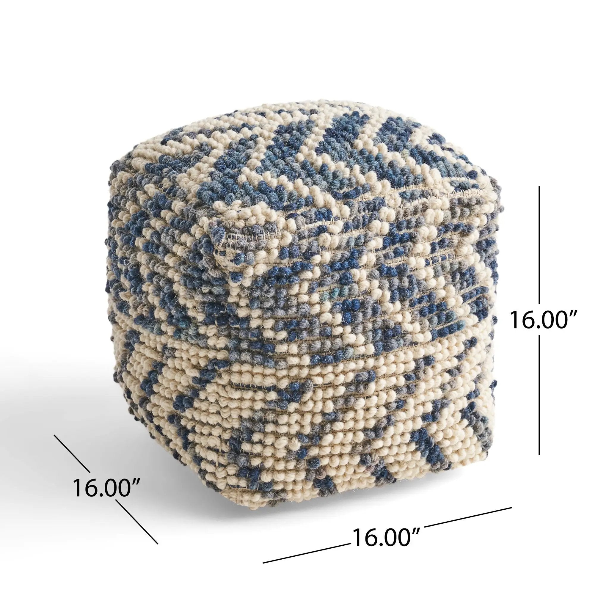 Alina - Wool And Cotton Pouf - Natural by Unique Piece Furniture