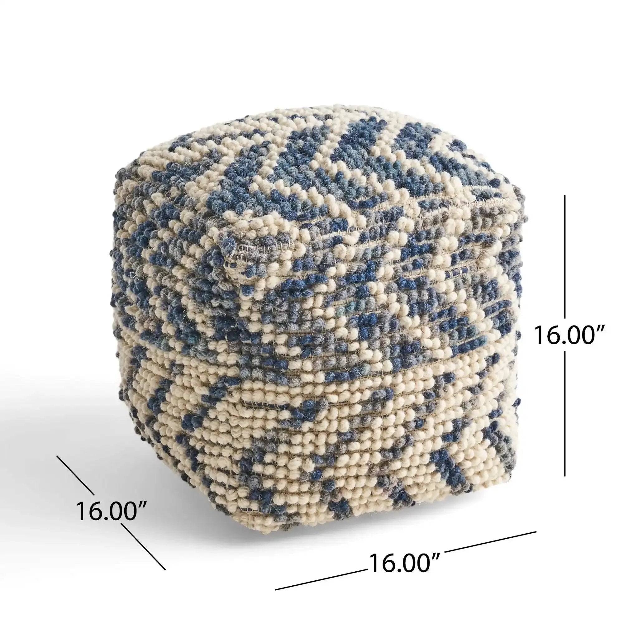 Alina Wool and Cotton Pouf - Natural by HouseOfZazla