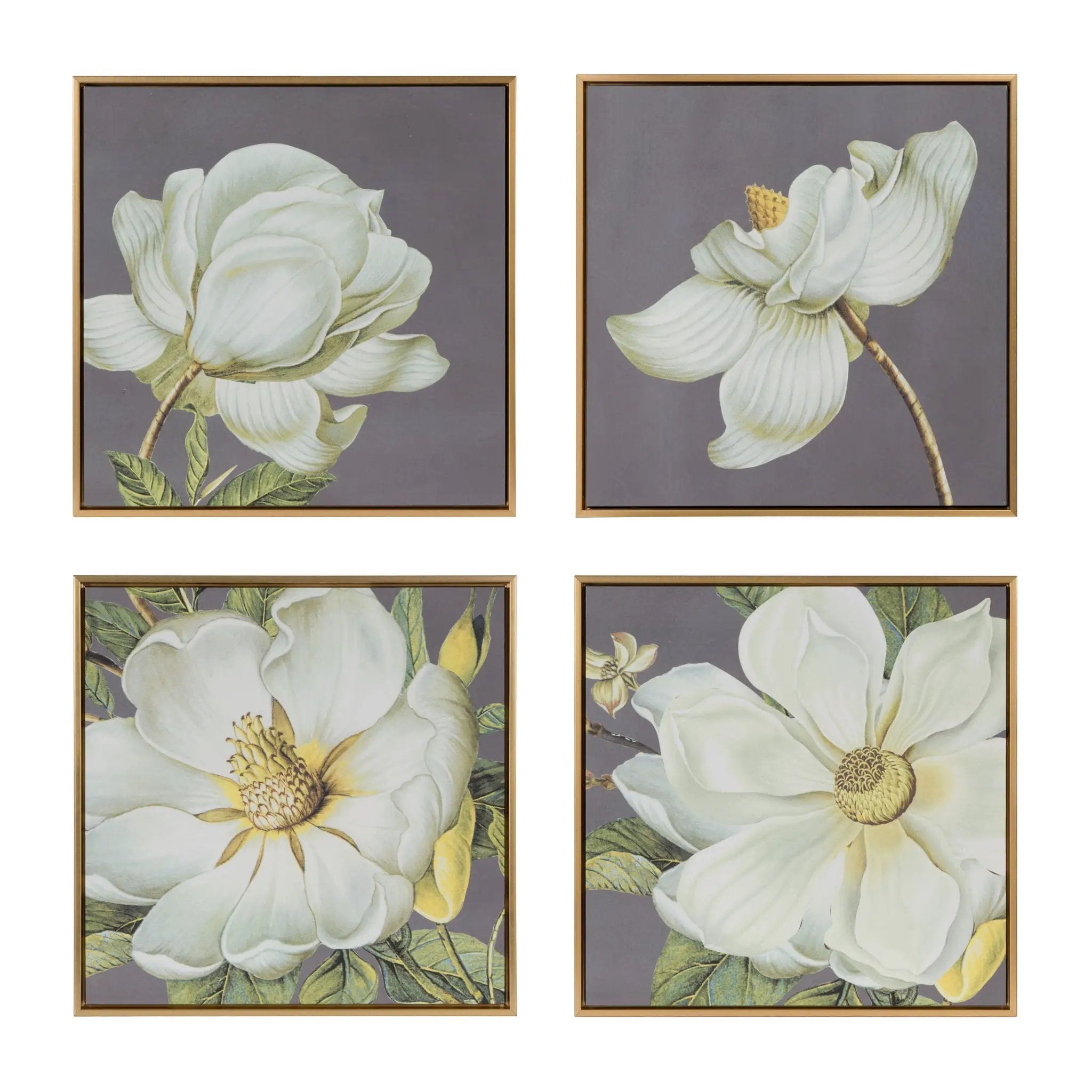 Botanical Wall Art Prints, Home Decor For Living Room Dining Room Bedroom Hallway (Set of 4) - Gray by HouseOfZazla