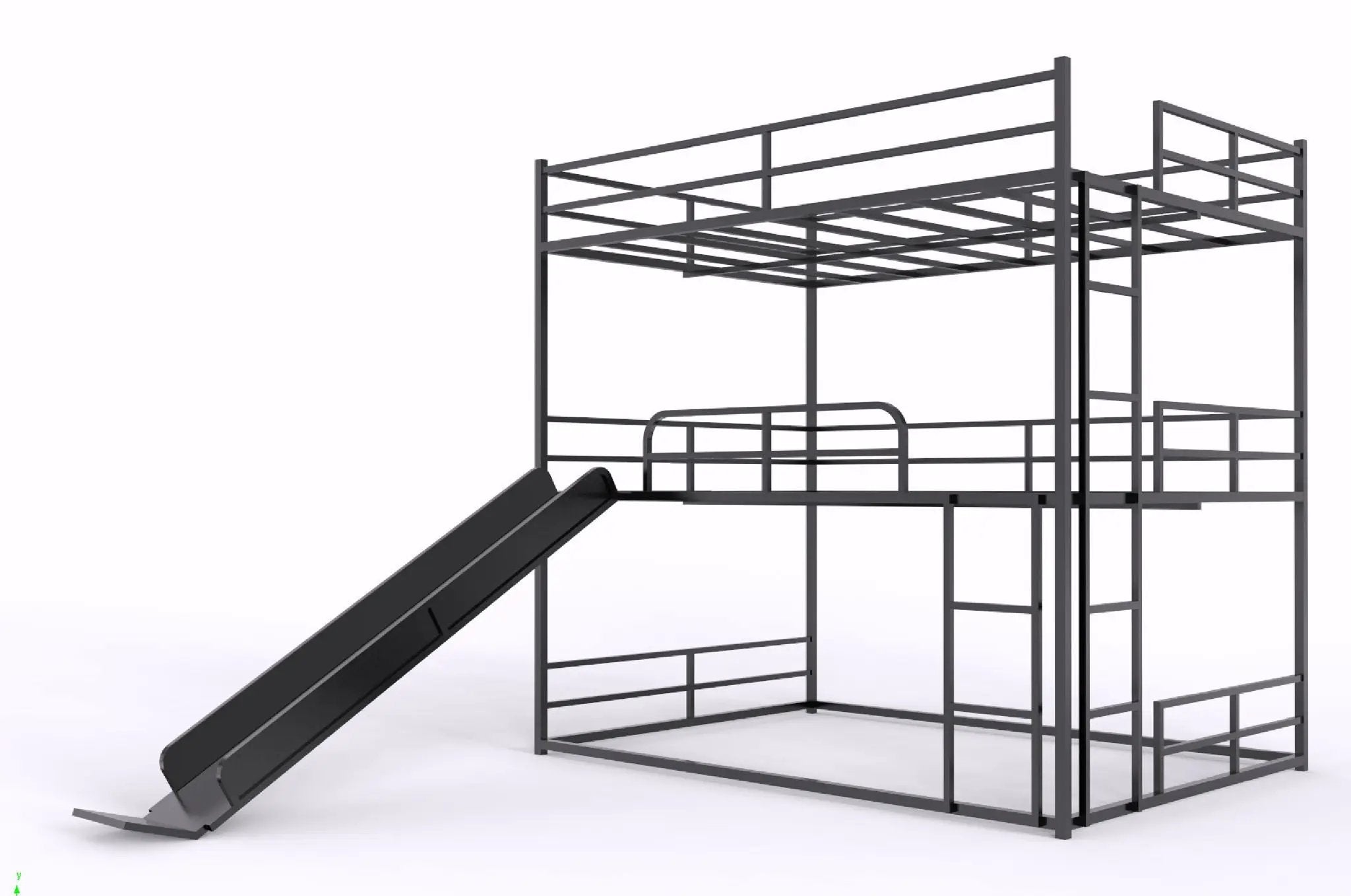 Full Size House Loft Bed With Slide And Ladder - Black by Unique Piece Furniture