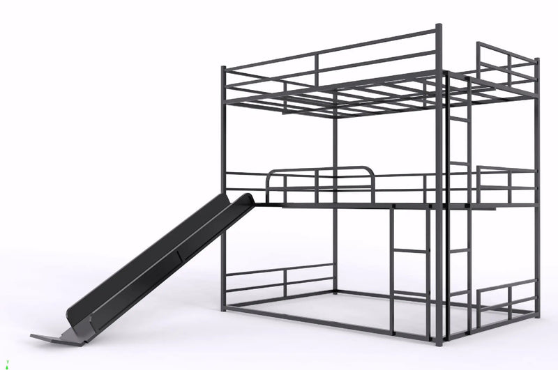 Full Size House Loft Bed With Slide And Ladder - Black by Unique Piece Furniture