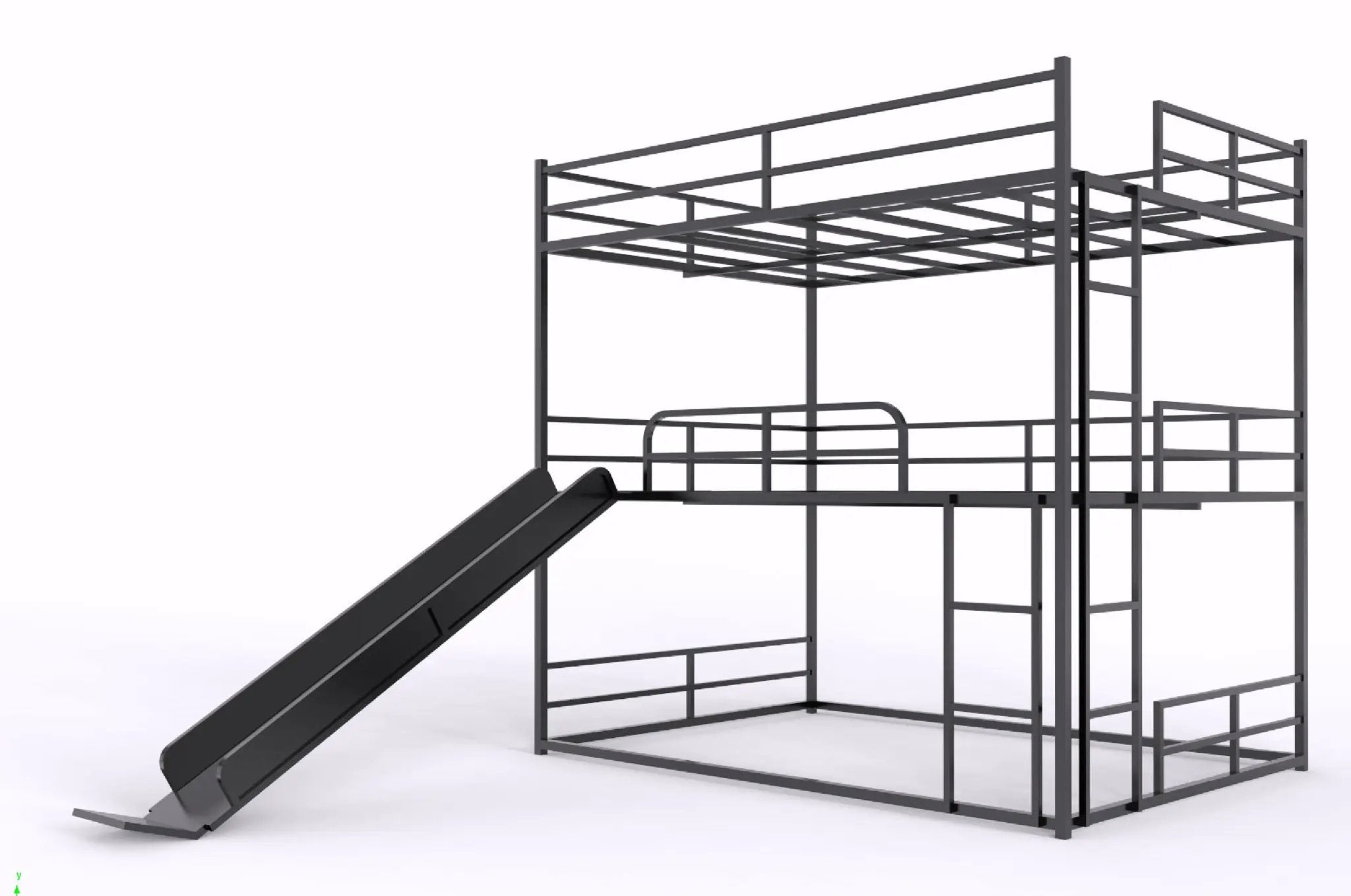 Twin Size House Loft Bed With Slide And Ladder - Black by HouseOfZazla