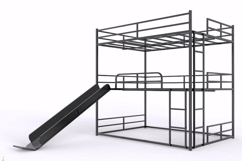Twin Size House Loft Bed With Slide And Ladder - Black by HouseOfZazla