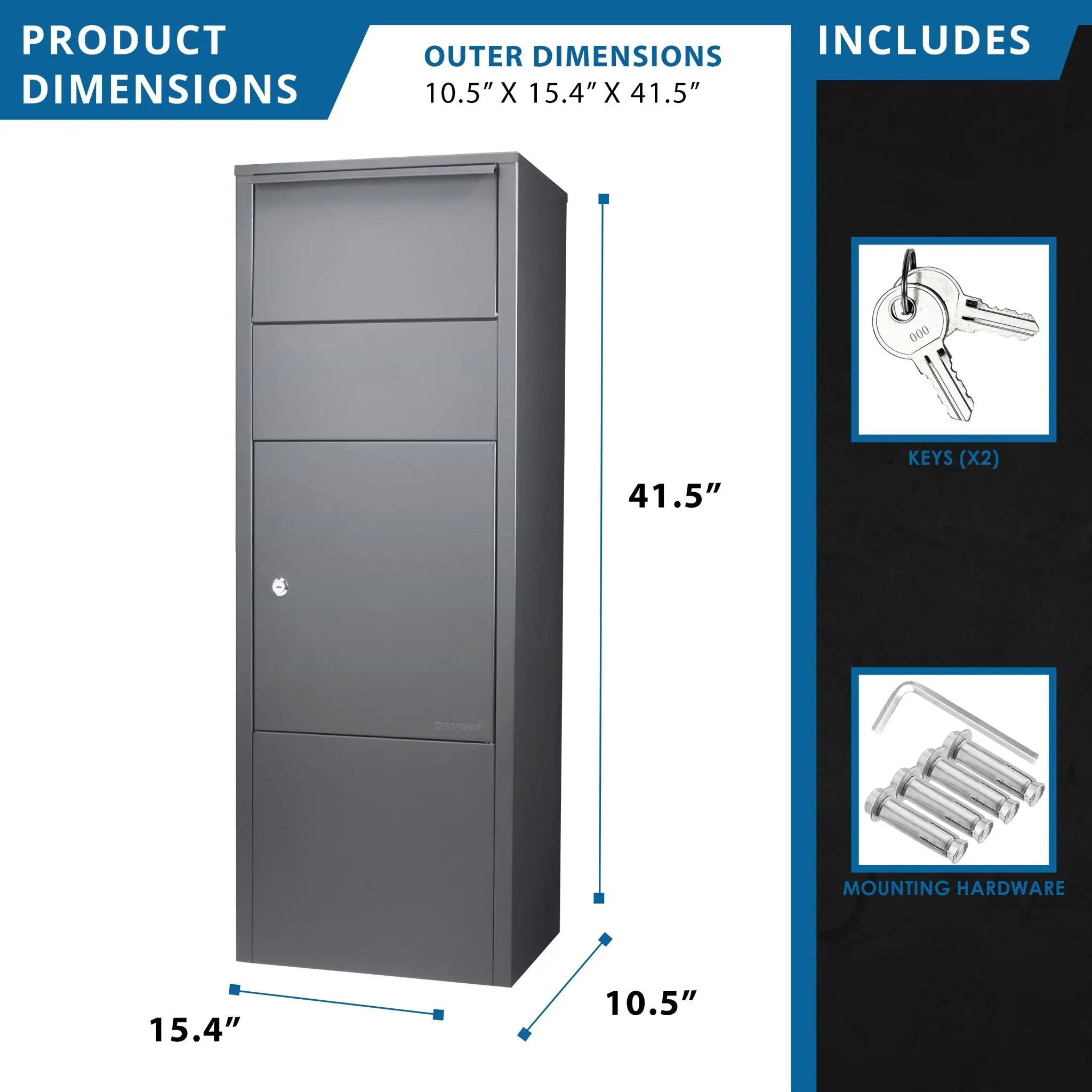 Steel Large Single Compartment Locking Parcel Drop Box With Keyed Access - Gray by HouseOfZazla