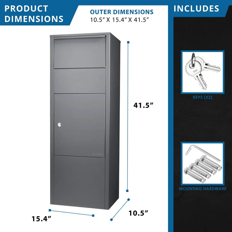 Steel Large Single Compartment Locking Parcel Drop Box With Keyed Access - Gray by HouseOfZazla