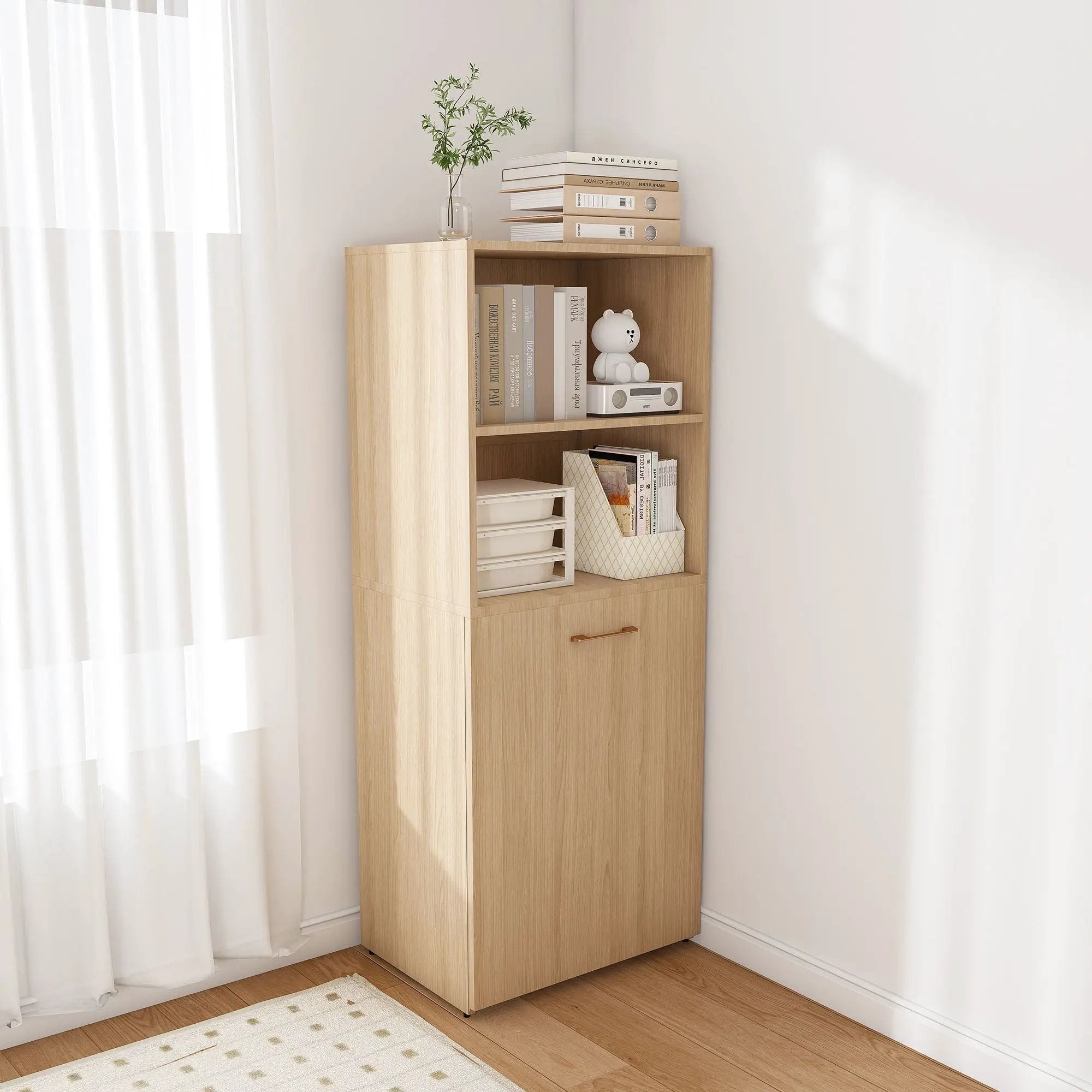 Stretchable Office Desk With Storage Shelves And Mobile Wheels by HouseOfZazla