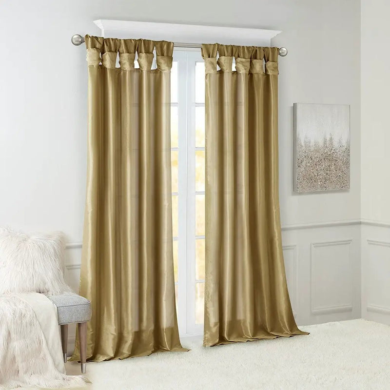 Twist Tab Lined Window Curtain Panel Bronze 50x84 by HouseOfZazla