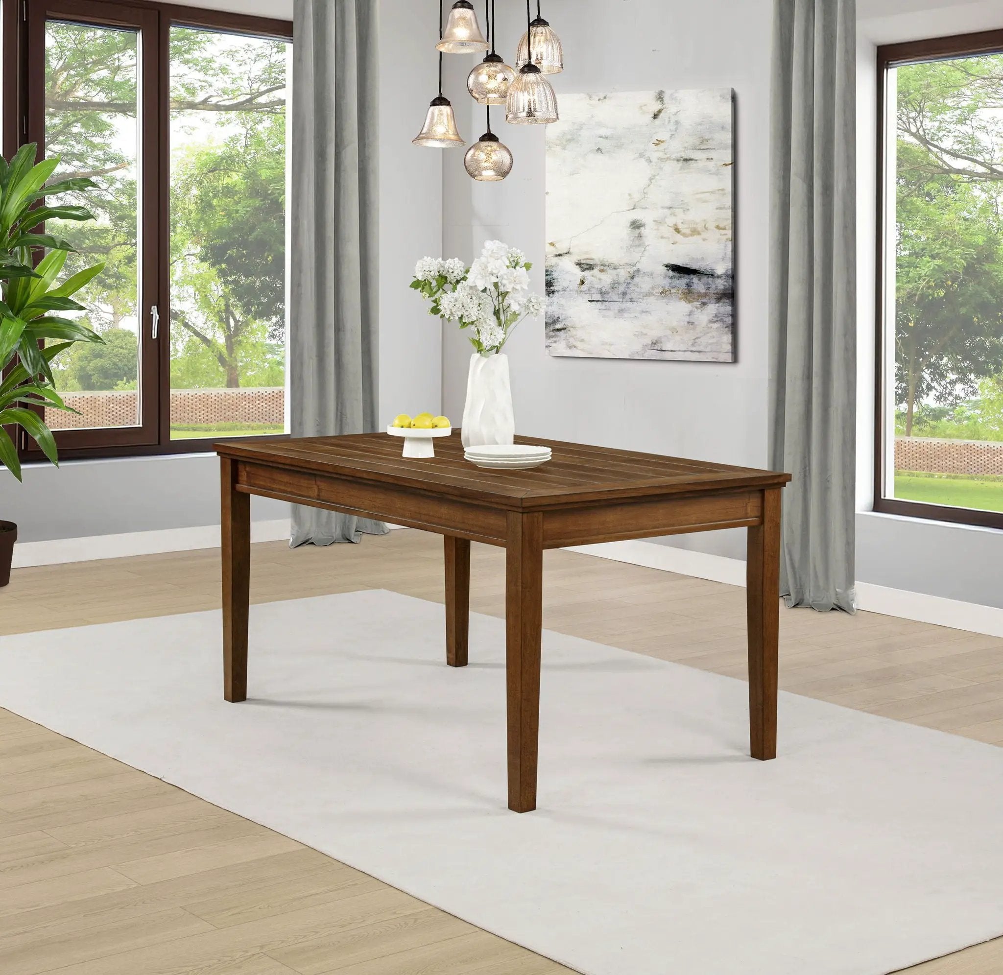 Atwood Rectangular Wood Dining Table Warm Brown by Unique Piece Furniture