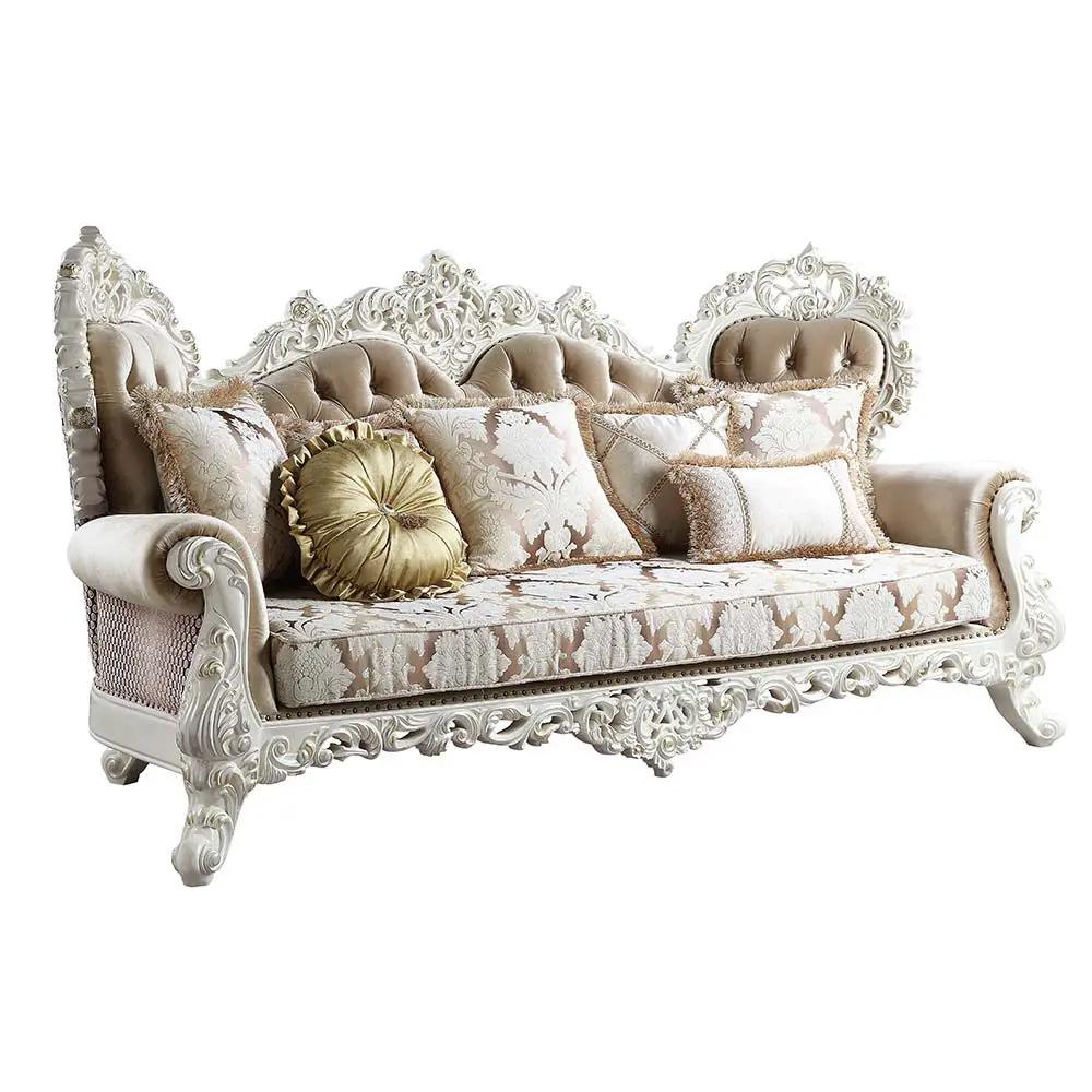Vanaheim - Sofa With 7 Pillows - Fabric & Antique White by Unique Piece Furniture